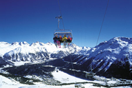 Gondola above the ski slope.